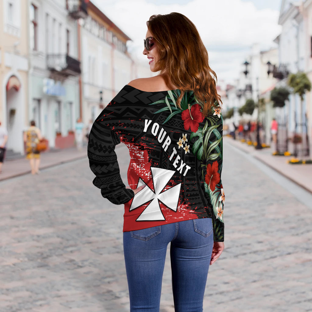 (Custom Personalised) Wallis and Futuna Polynesian Off Shoulder Sweater Fantastic Flowers LT13 - Polynesian Pride