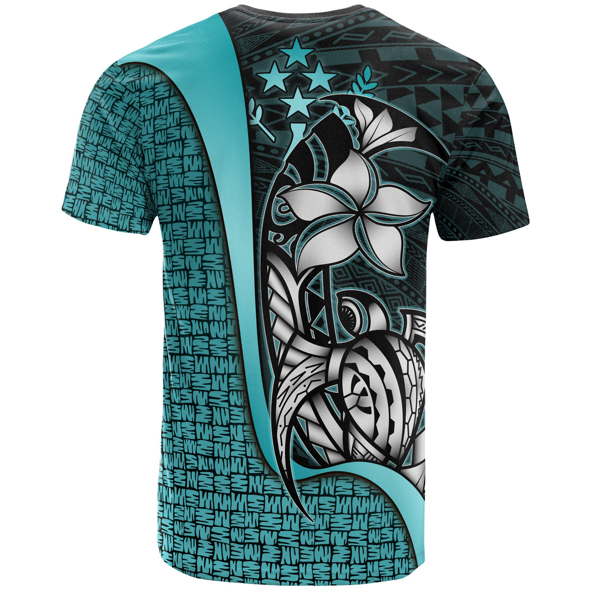 Kosrae Micronesian T Shirt Turquoise Turtle with Hook - Polynesian Pride