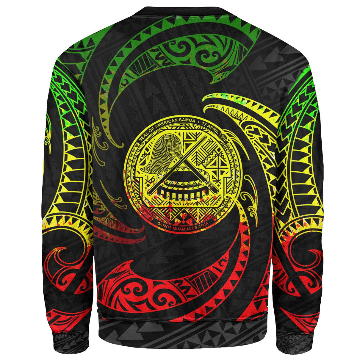 American Samoa Polynesian Custom Personalised Sweater - Reggae Tribal Wave - Polynesian Pride