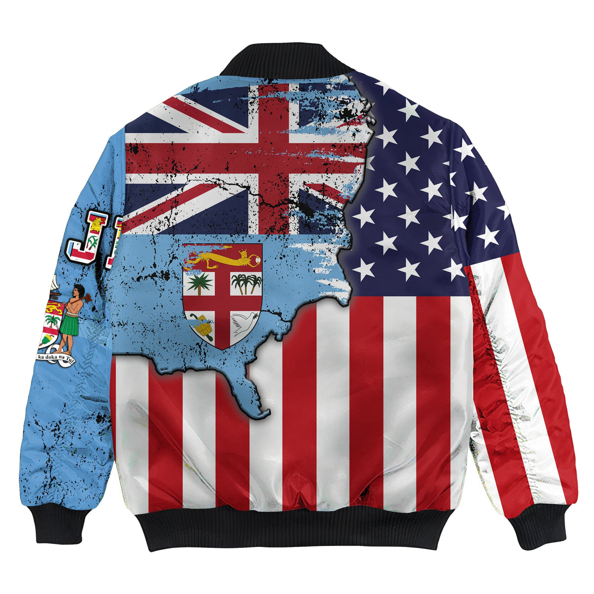 Fiji With America Flag Bomber Jacket LT10 - Polynesian Pride
