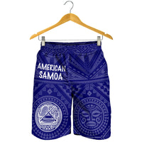 American Samoa Men's Short - Seal In Polynesian Tattoo Style ( Blue) - Polynesian Pride