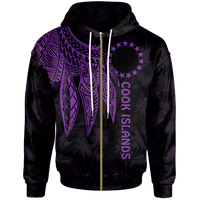 Cook Islands Zip up Hoodie Polynesian Wings (Purple) Unisex Purple - Polynesian Pride