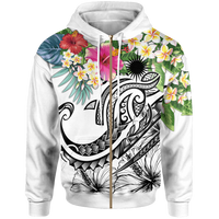 Marshall Islands Polynesian Zip up Hoodie Summer Plumeria (Turquoise) Unisex Turquoise - Polynesian Pride