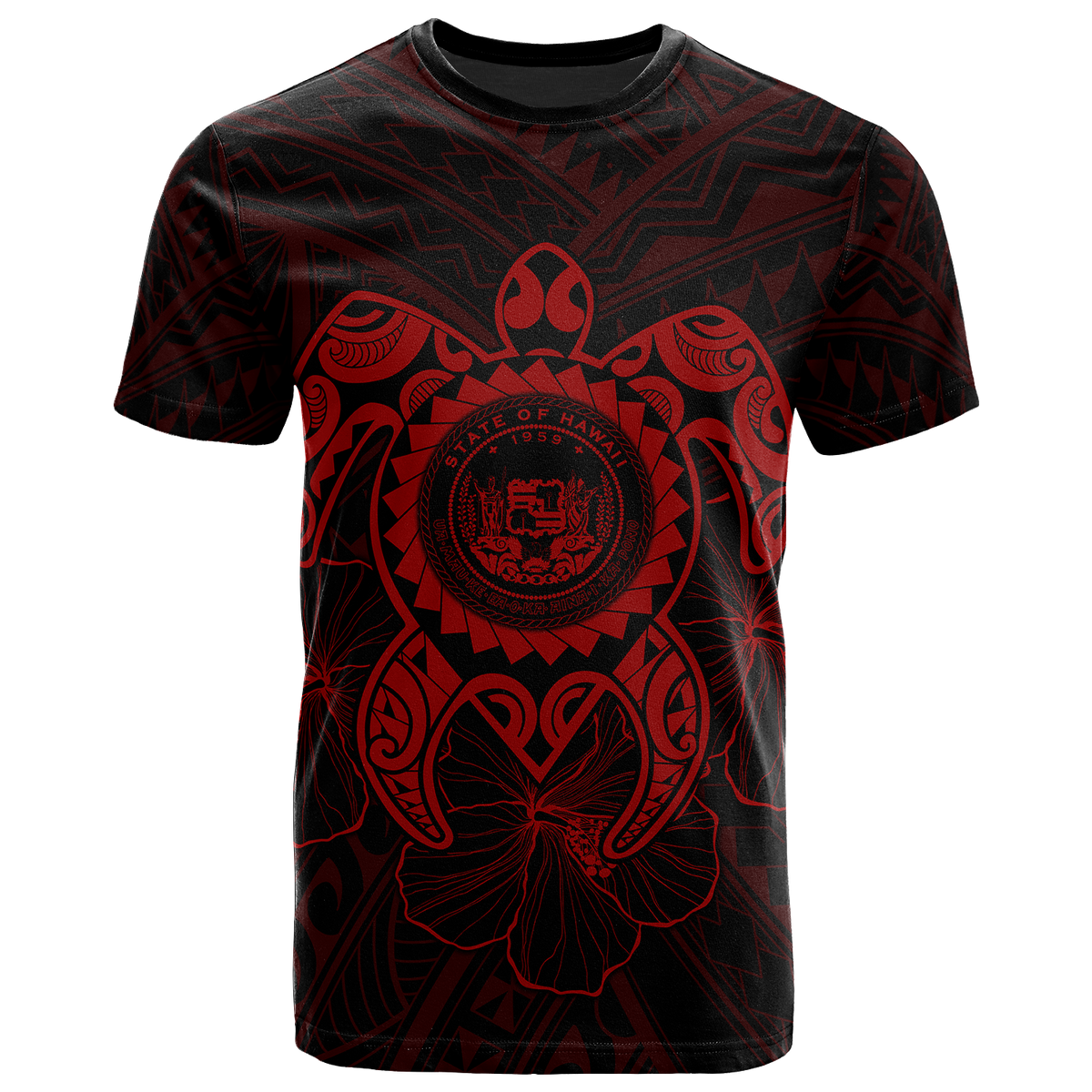 Hawaii Polynesian T Shirt Vintage Polynesian Turtle (Red) Unisex Red - Polynesian Pride