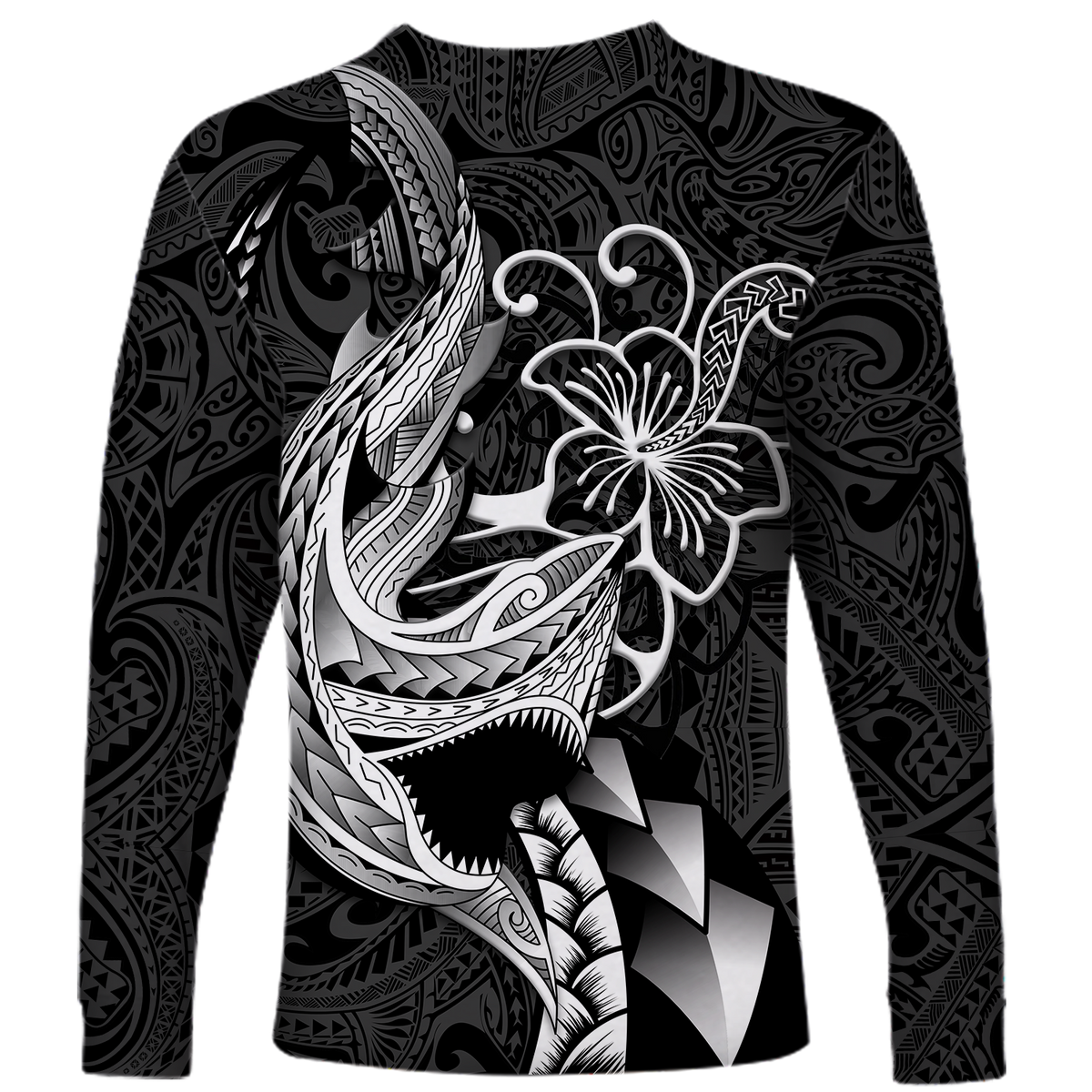 Polynesian Shark Tattoo Hawaii Tribal Long Sleeve Shirt - LT12 - Polynesian Pride