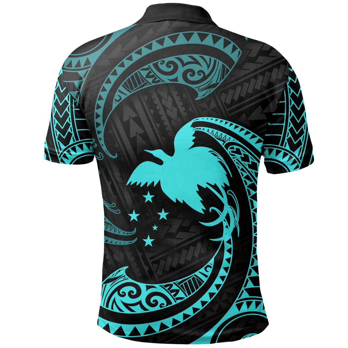 Papua New Guinea Polynesian Polo Shirt Neon Blue Tribal Wave - Polynesian Pride
