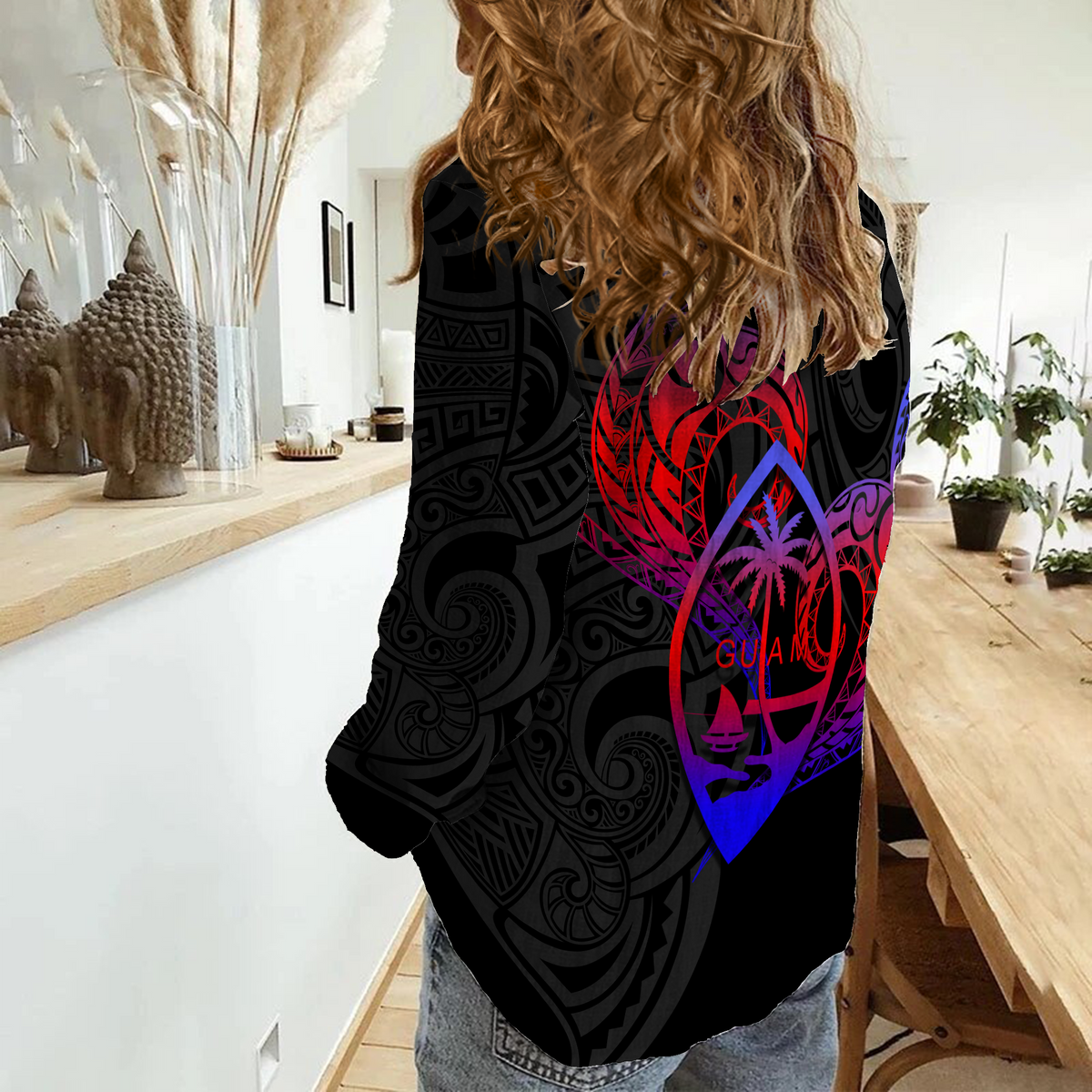 Valentine Day Guam Couple Women Casual Shirt Heart Tribal - LT12 - Polynesian Pride