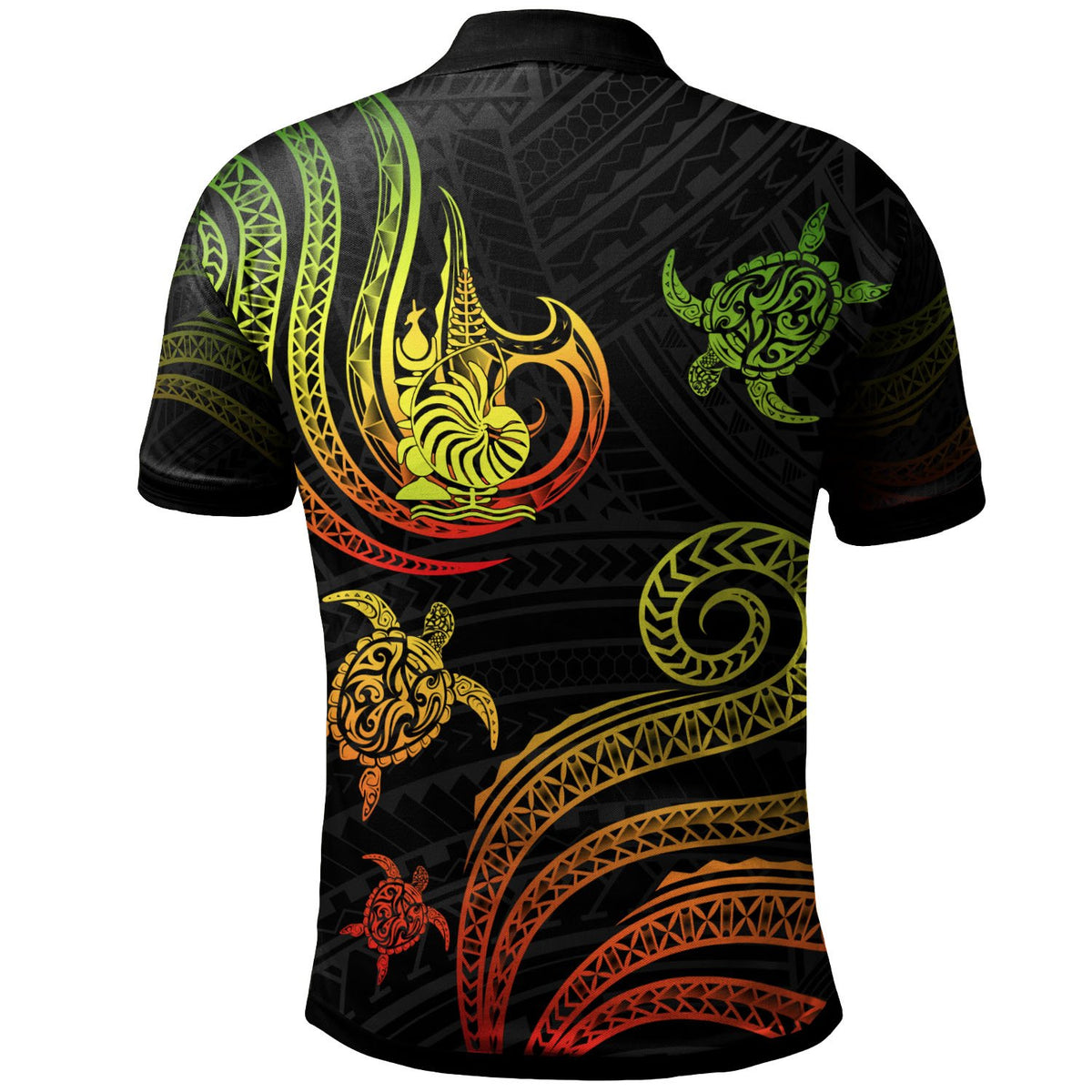 New Caledonia Polo Shirt Polynesian Turtle With Pattern Reggae - Polynesian Pride