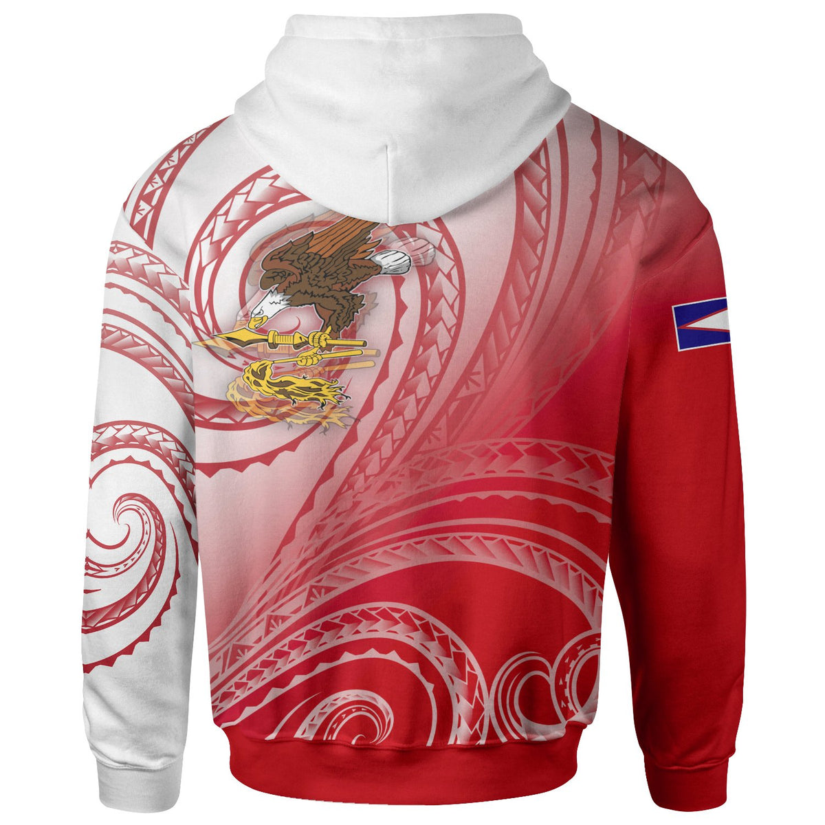 American Samoa Polynesian Zip up Hoodie Bald Eagle (Red) - Polynesian Pride