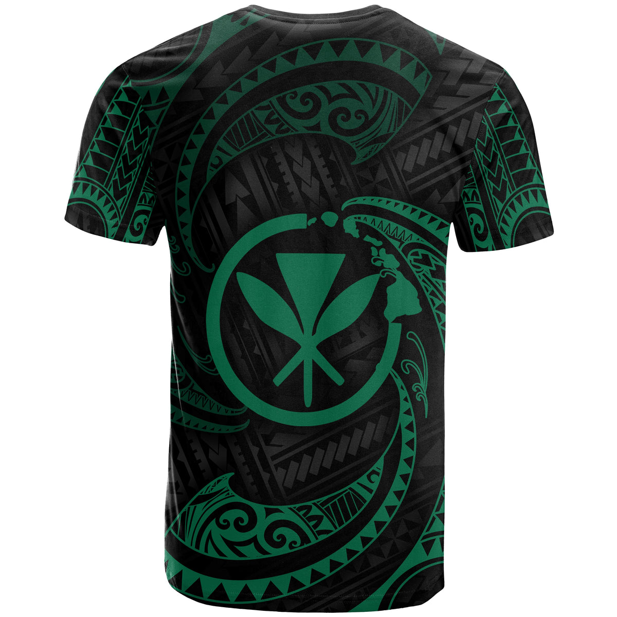 Polynesian Hawaii Custom T Shirt Green Tribal Wave - Polynesian Pride