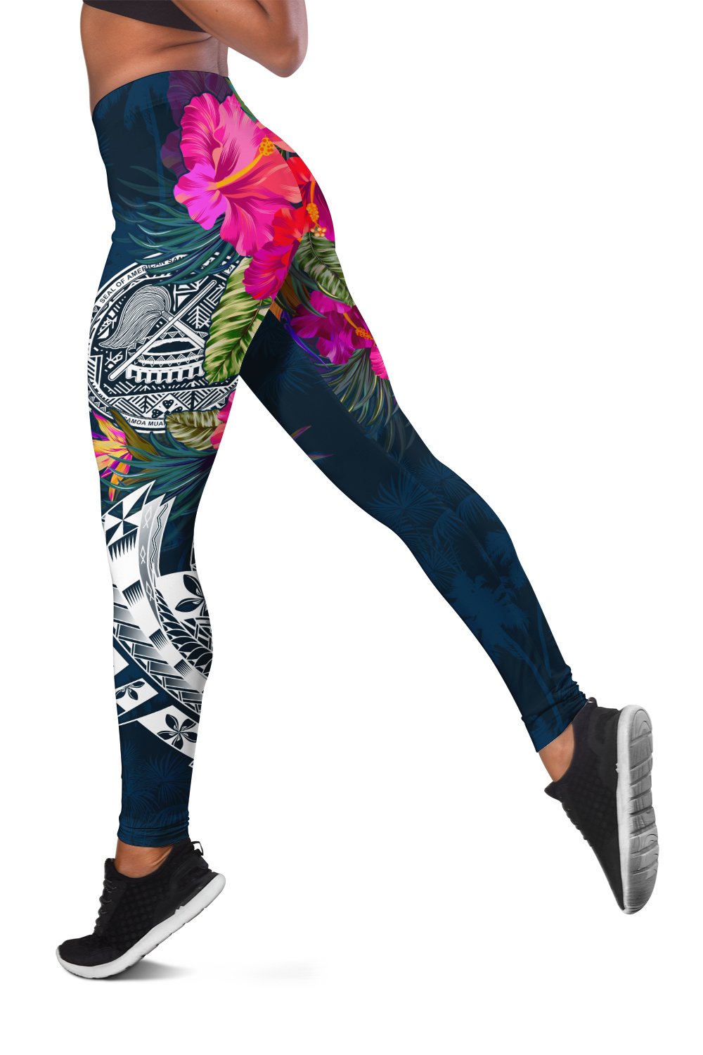 American Samoa Leggings - Polynesian Hibiscus with Summer Vibes - Polynesian Pride