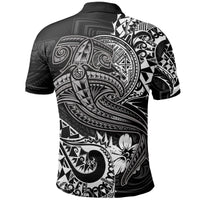 American Samoa Polo Shirt White Shark Polynesian Tattoo - Polynesian Pride