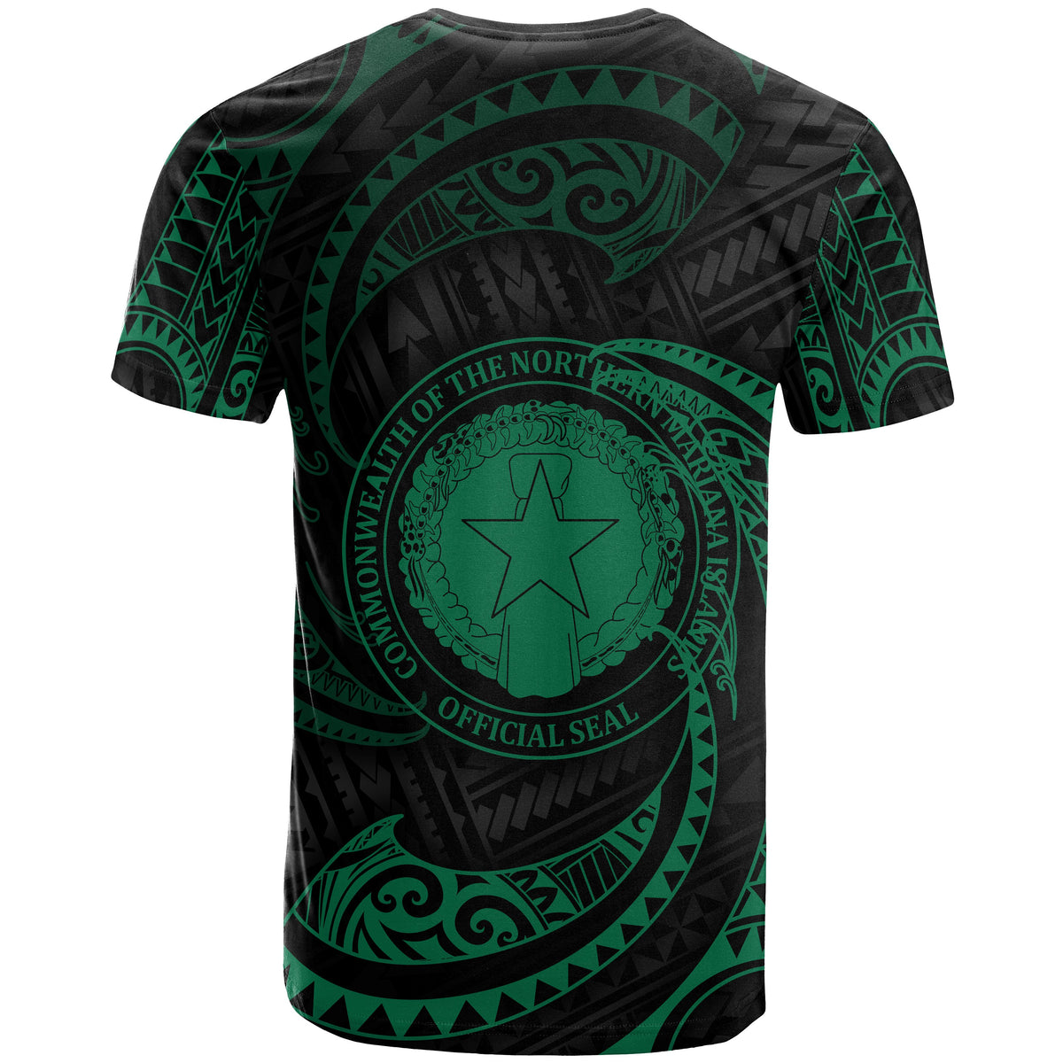 Northern Mariana Islands Polynesian Custom T Shirt Green Tribal Wave - Polynesian Pride