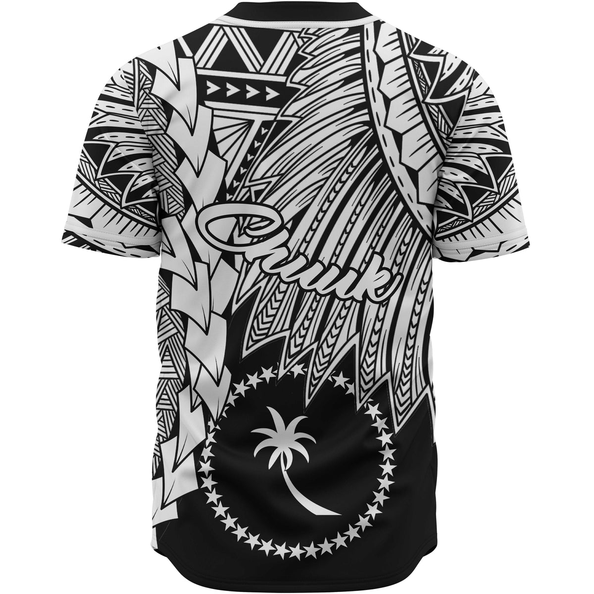 Chuuk Polynesian Custom Personalised Baseball Shirt - Tribal Wave Tattoo White - Polynesian Pride