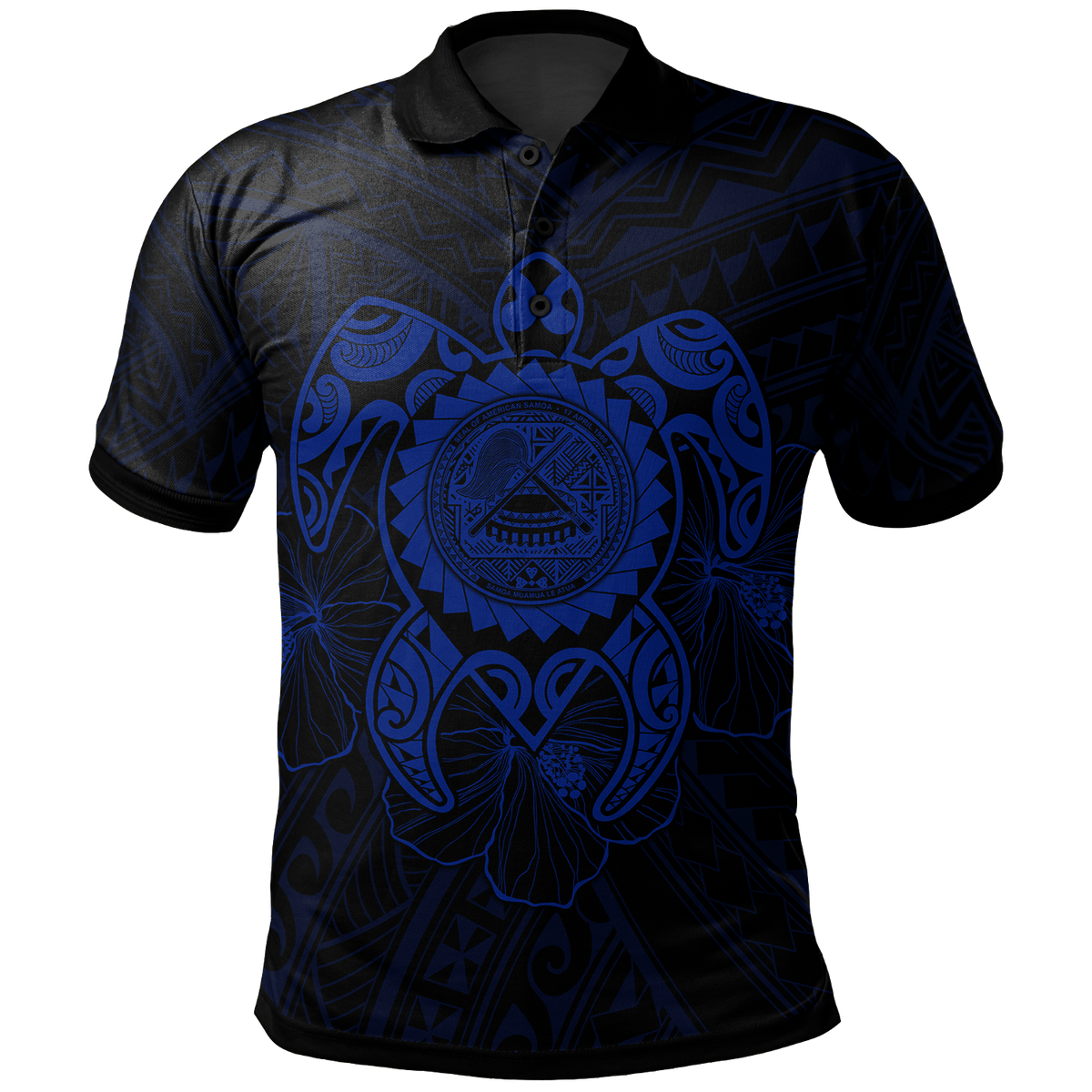 American Samoa Polynesian Polo Shirt Vintage Polynesian Turtle (Blue) Unisex Blue - Polynesian Pride