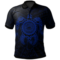 American Samoa Polynesian Polo Shirt Vintage Polynesian Turtle (Blue) Unisex Blue - Polynesian Pride