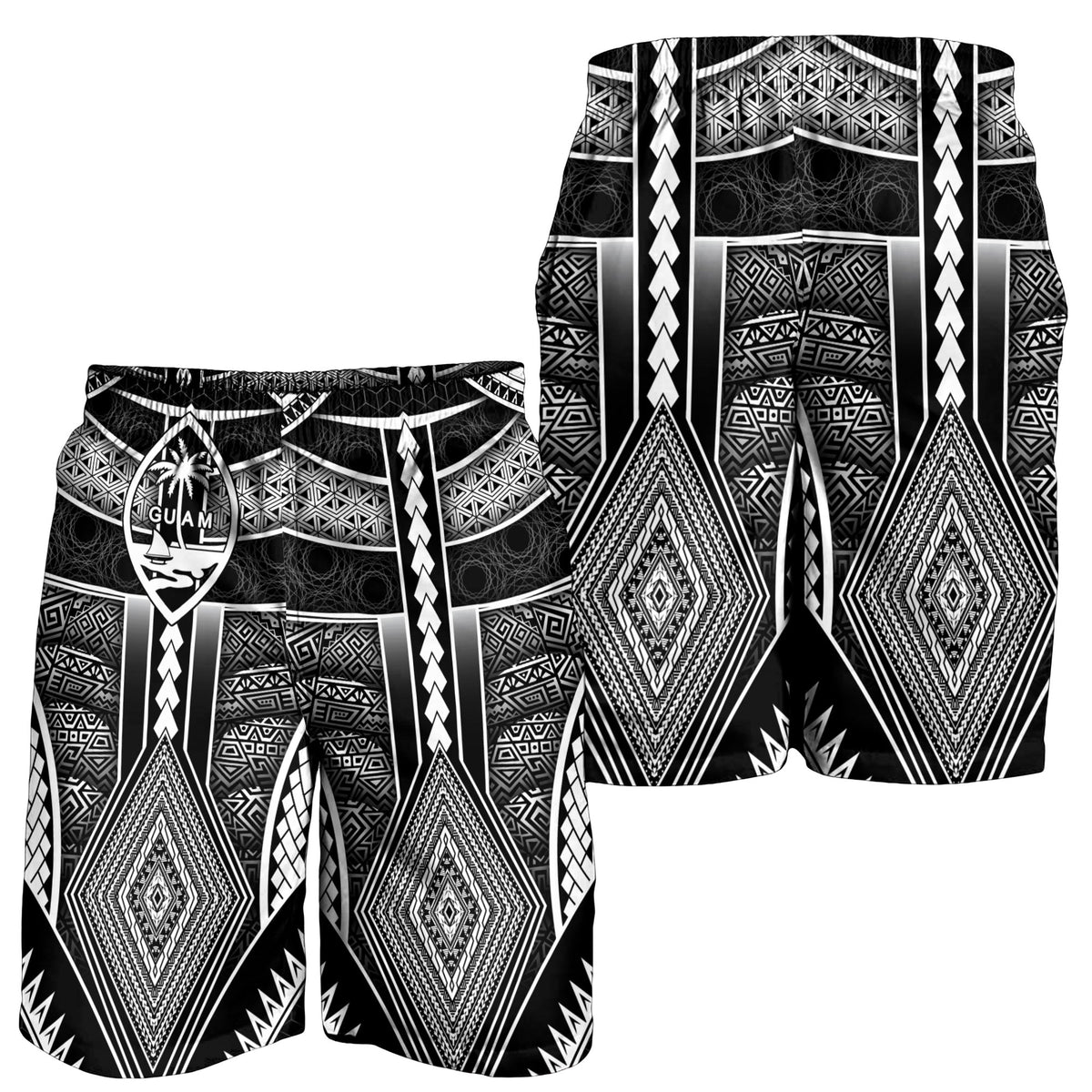 Polynesian Men Short - Guam Symbols With Poly Patterns - Polynesian Pride