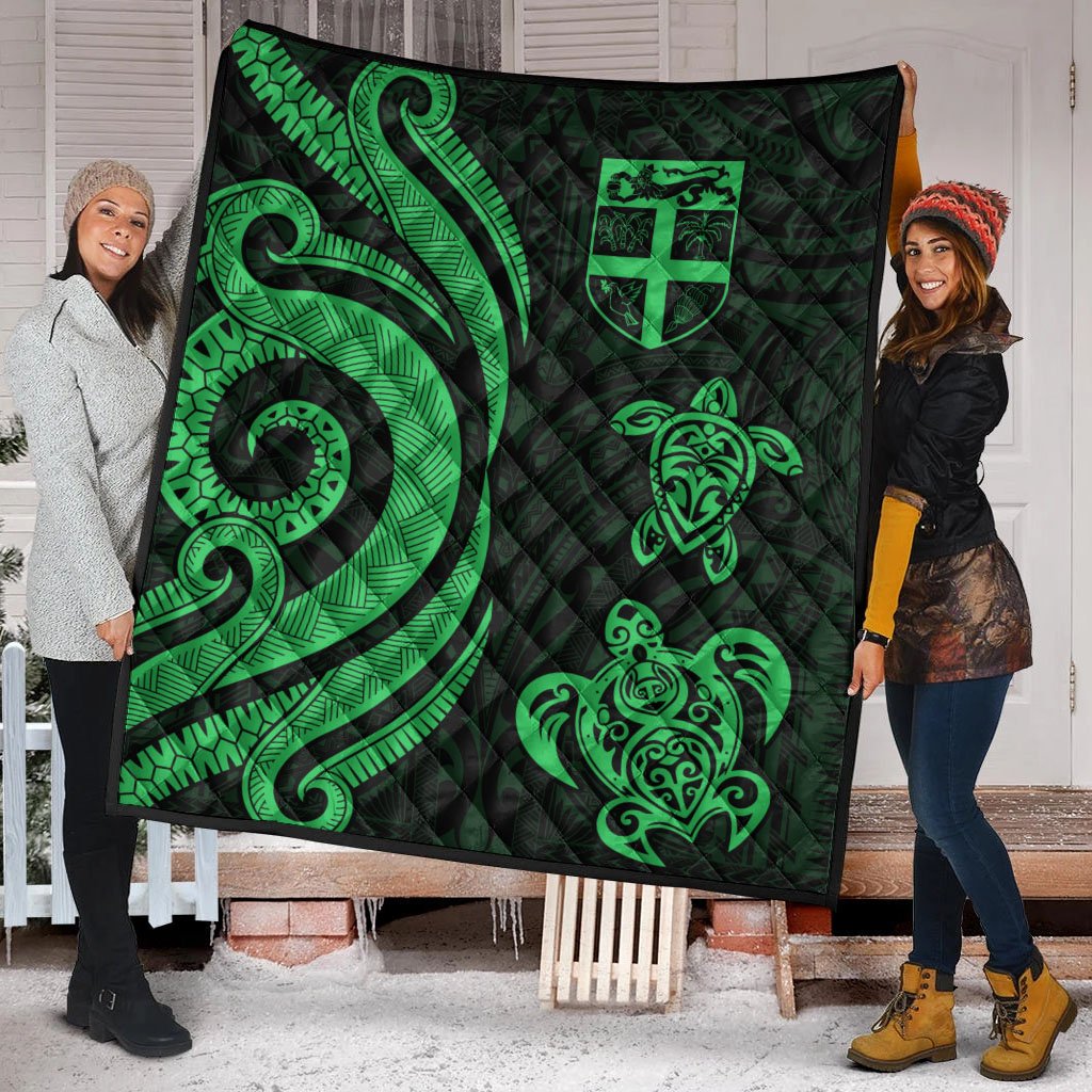 Fiji Polynesian Premium Quilt - Green Tentacle Turtle - Polynesian Pride