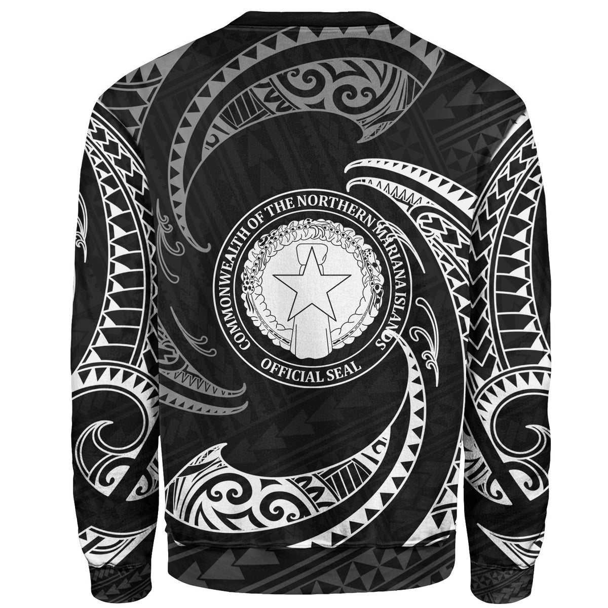 Northern Mariana Islands Polynesian Custom Personalised Sweater - White Tribal Wave - Polynesian Pride