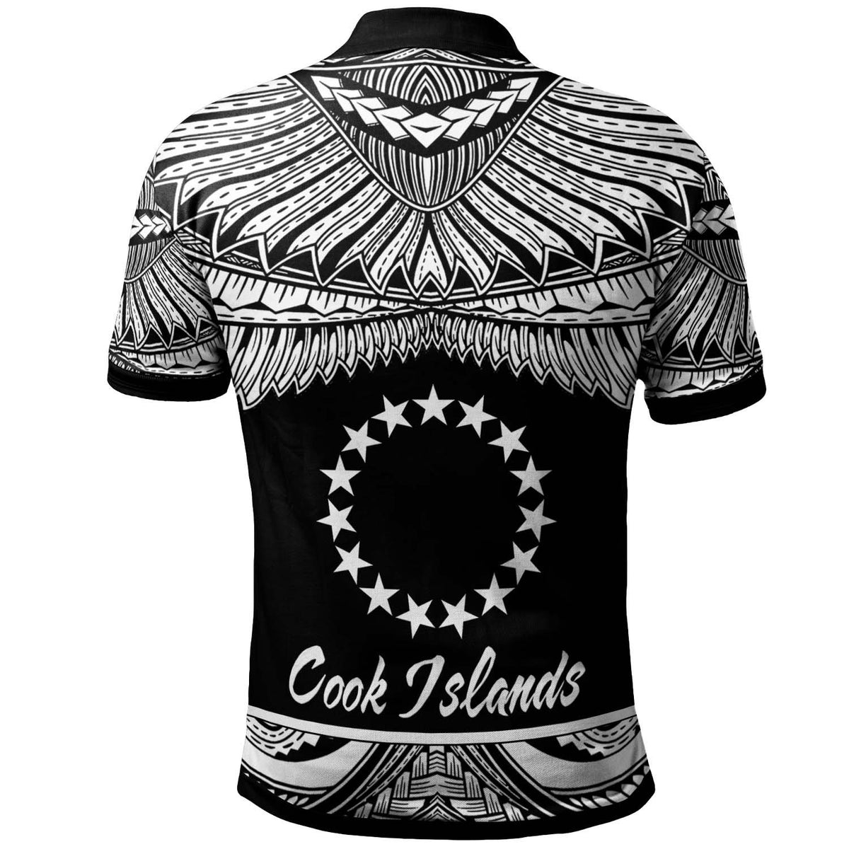 Cook Islands Polo Shirt Polynesian Tattoo White Version - Polynesian Pride