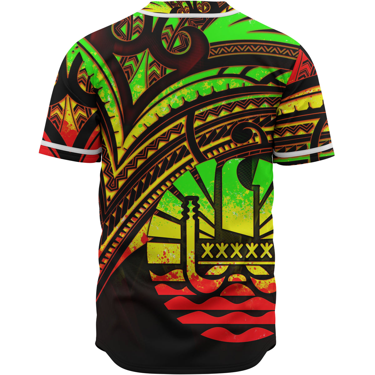 Tahiti Baseball Shirt - Reggae Color Cross Style - Polynesian Pride