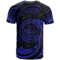 Palau Polynesian Custom T Shirt Blue Tribal Wave - Polynesian Pride