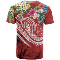 Fiji Polynesian T Shirt Summer Plumeria (Red) - Polynesian Pride