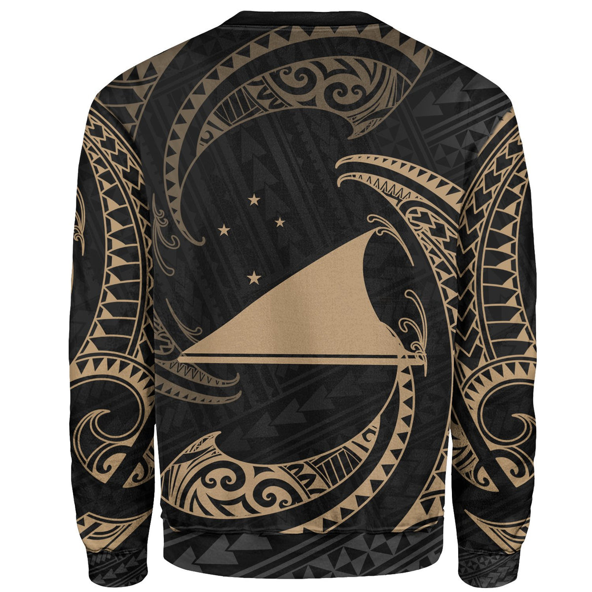Tokelau Polynesian Sweater - Gold Tribal Wave - Polynesian Pride