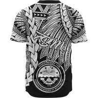 Federated States Of Micronesia Polynesian Custom Personalised Baseball Shirt - Tribal Wave Tattoo White - Polynesian Pride