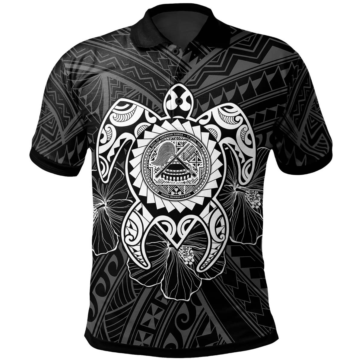 American Samoa Polynesian Polo Shirt Vintage Polynesian Turtle (White) Unisex White - Polynesian Pride