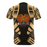Papua New Guinea T Shirt Papua New Guinea Coat Of Arms Polynesian Tattoo Gold Style - Polynesian Pride