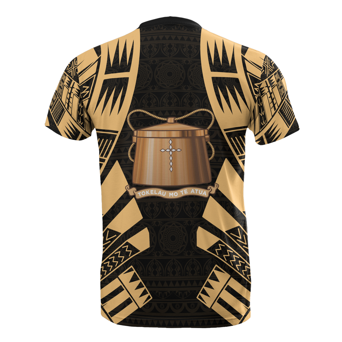 Tokelau T Shirt Tokelauan Coat of Arms Polynesian Tattoo Gold Style - Polynesian Pride