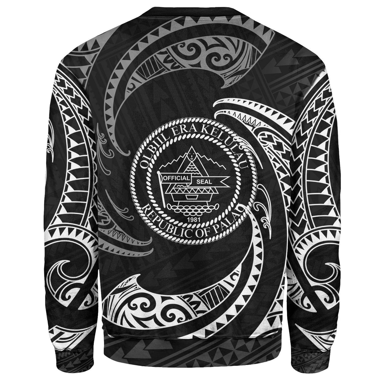 Palau Polynesian Sweater - White Tribal Wave - Polynesian Pride