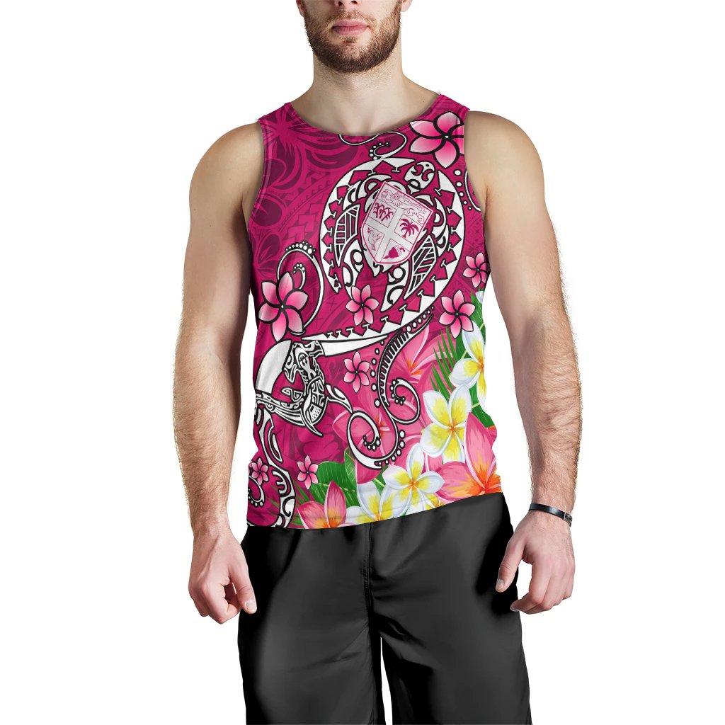 Fiji Men's Tank Top - Turtle Plumeria (Pink) - Polynesian Pride