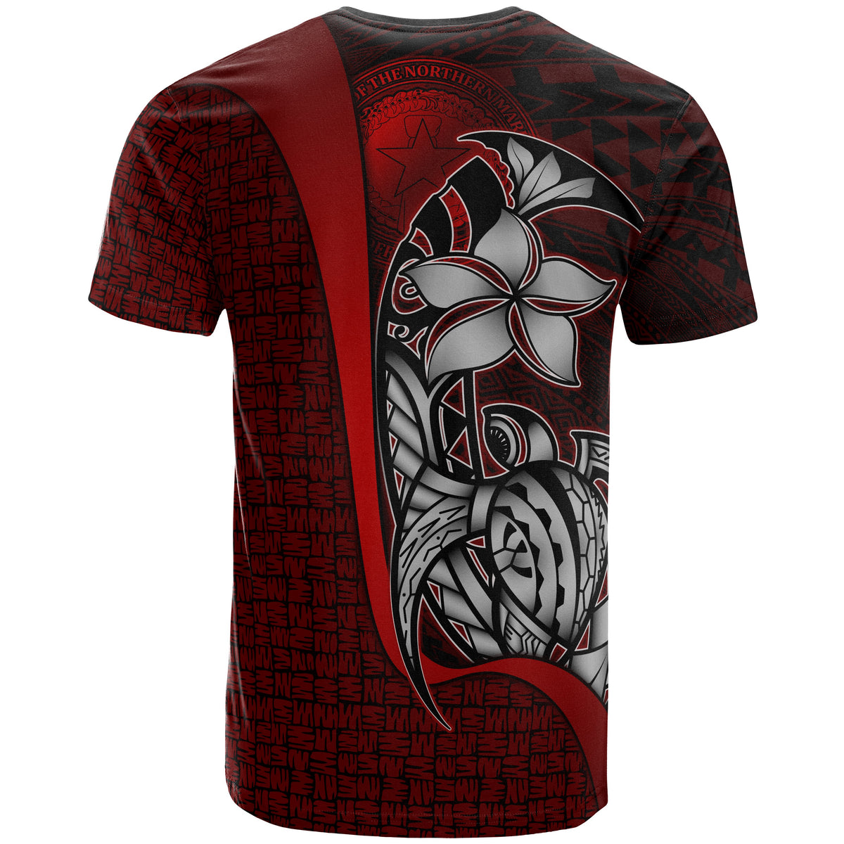 Northern Mariana Islands Polynesian Custom T Shirt Red Turtle with Hook - Polynesian Pride
