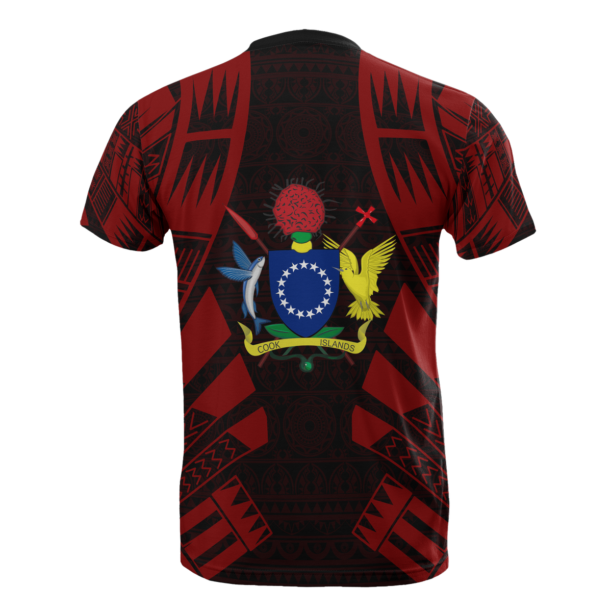 Cook Islands T Shirt Polynesian Coat of Arms Polynesian Tattoo Red Style - Polynesian Pride