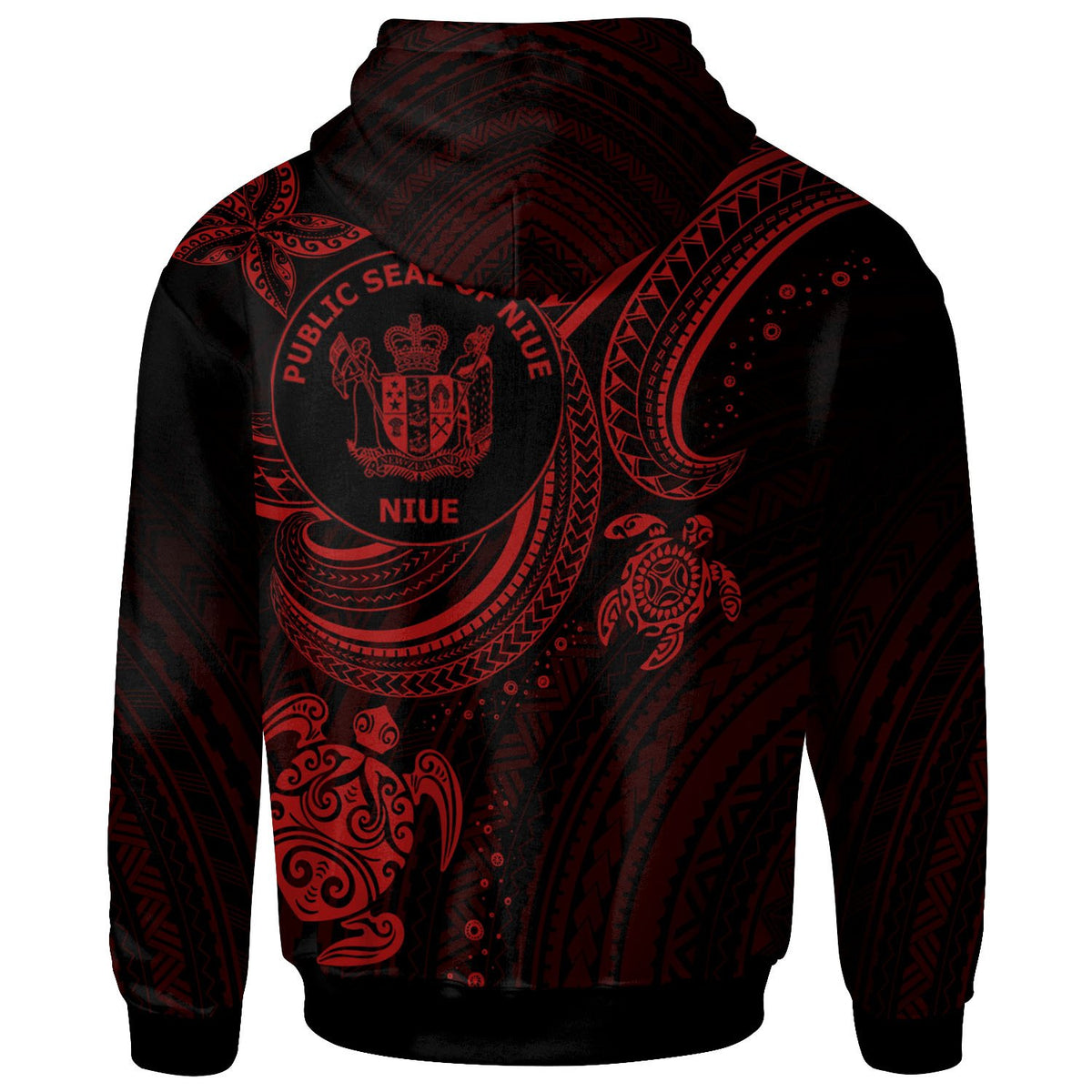 Niue Custom Zip up Hoodie Red Turtle - Polynesian Pride