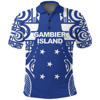 Custom Gambier Islands Tribal Polo Shirt LT12 Unisex Blue - Polynesian Pride