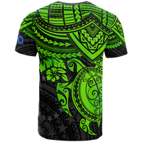 Cook Islands Polynesian T Shirt Cook Islands Flag Green Turtle Hibiscus - Polynesian Pride