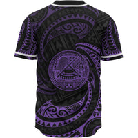 American Samoa Polynesian Custom Personalised Baseball Shirt - Purple Tribal Wave - Polynesian Pride