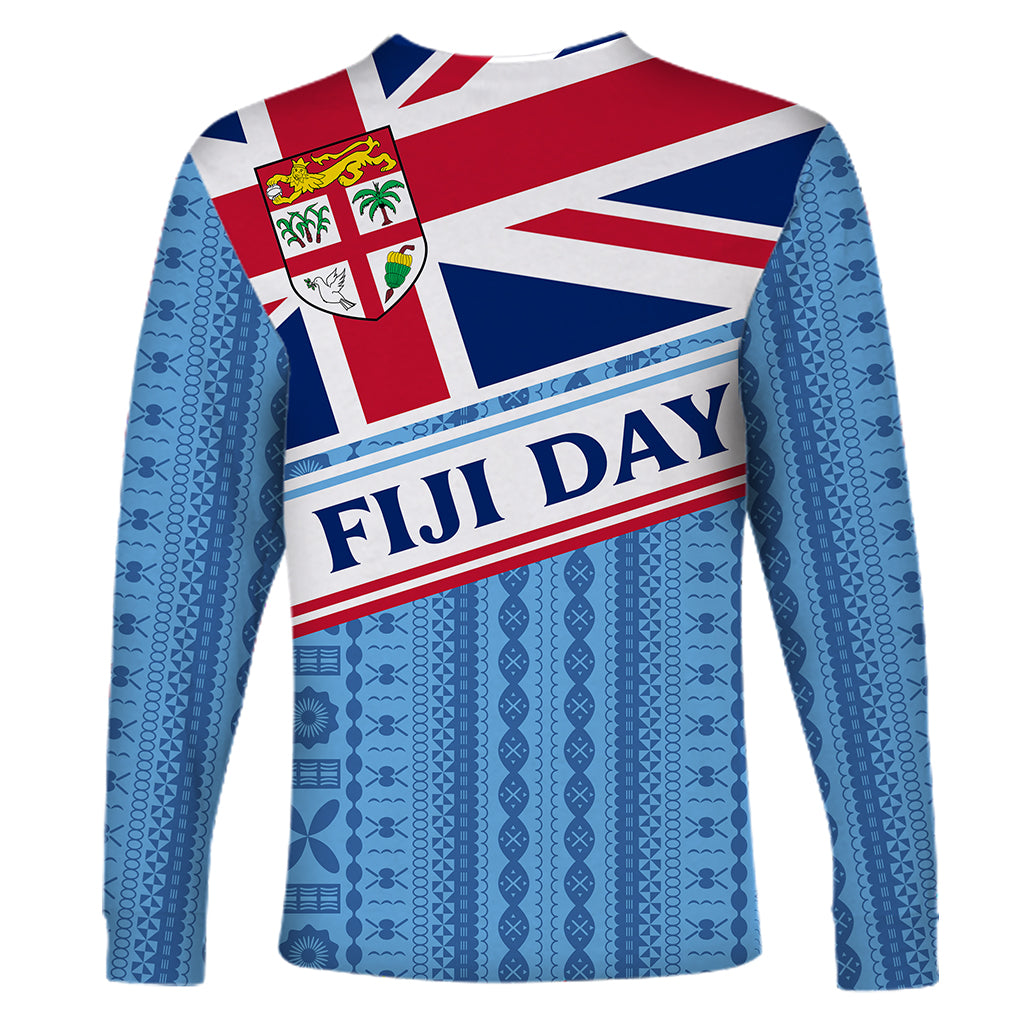 Fiji Day Long Sleeve Shirt - Tapa Pattern With Flag - LT12 - Polynesian Pride