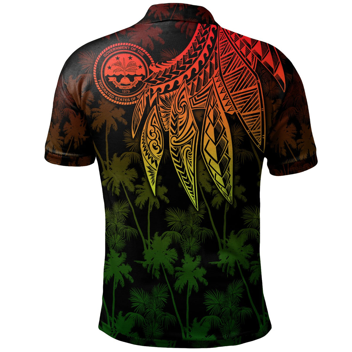 Federated States of Micronesia Custom Polo Shirt Polynesian Wings (Reggae) - Polynesian Pride