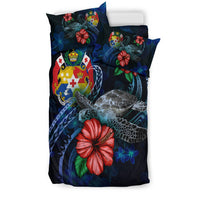 Tonga Polynesian Bedding Set - Blue Turtle Hibiscus - Polynesian Pride