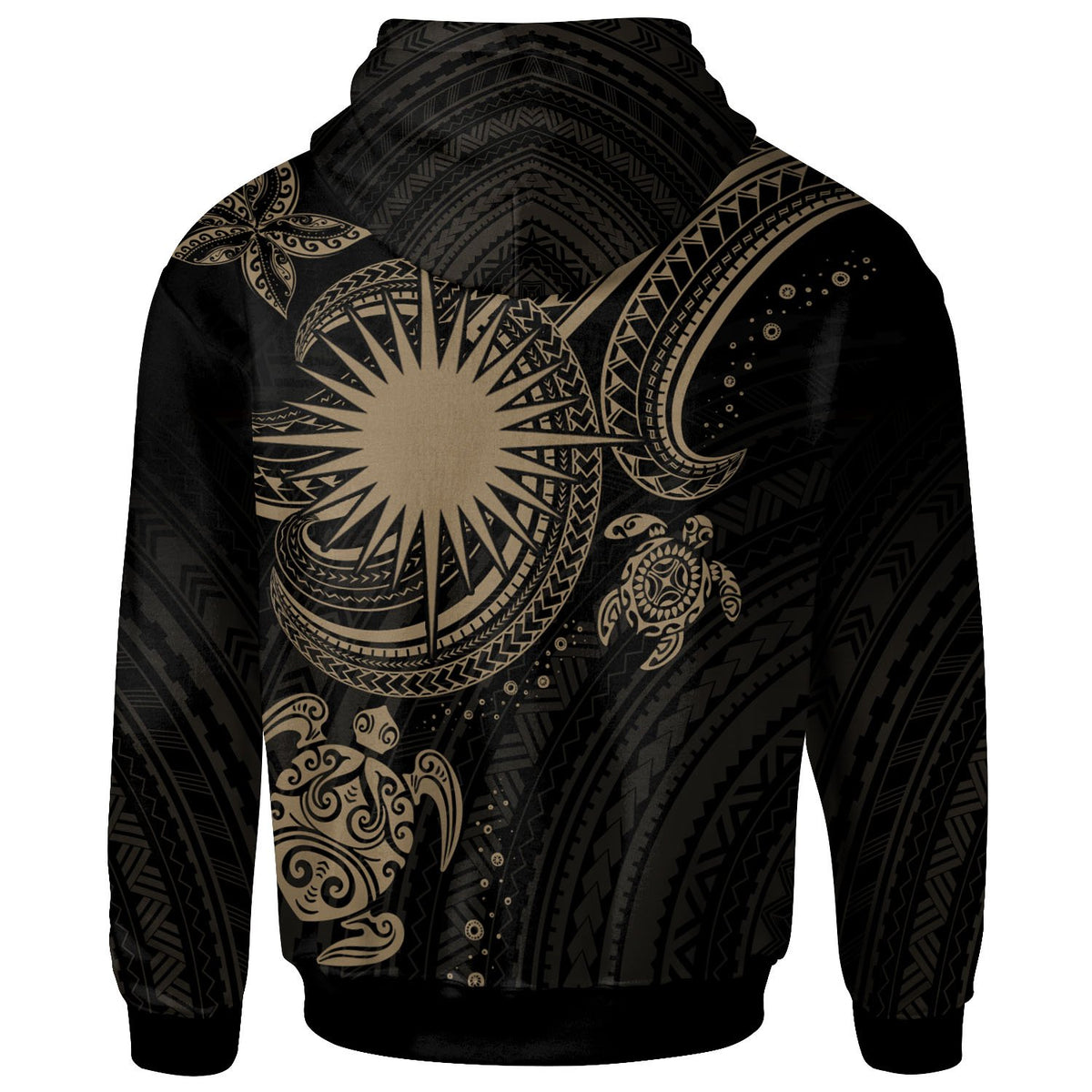 Marshall Islands Custom Hoodie Gold Turtle - Polynesian Pride