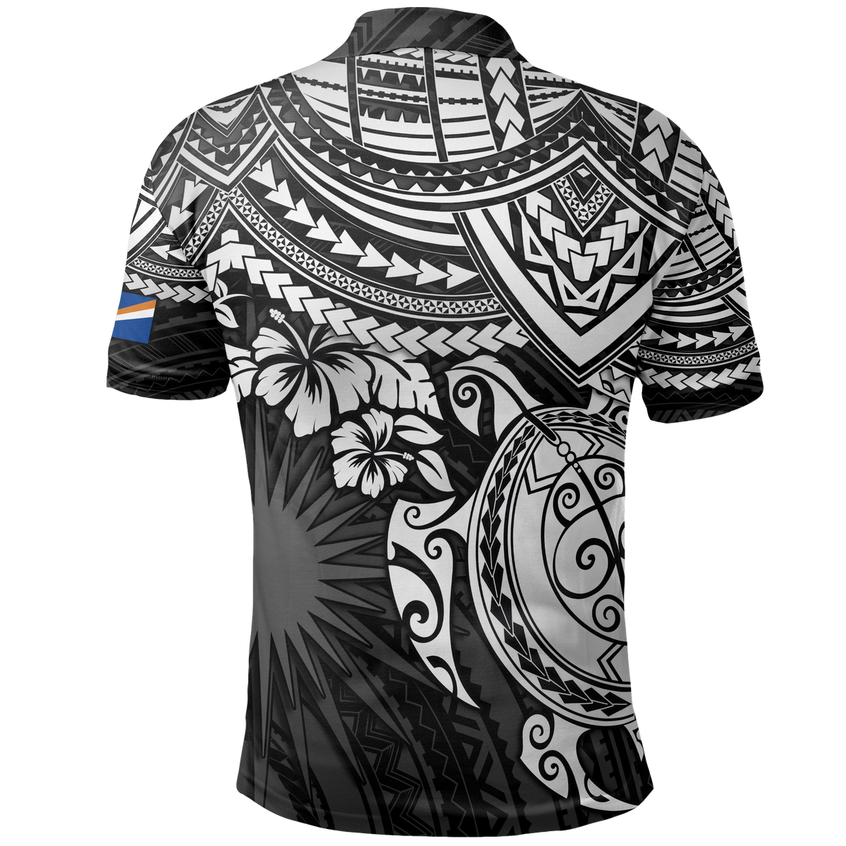 Marshall Islands Polo Shirt Marshall Islands FLag White Turtle Hibiscus - Polynesian Pride