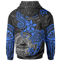 American Samoa Polynesian Zip up Hoodie Blue Seahorse Turtle - Polynesian Pride