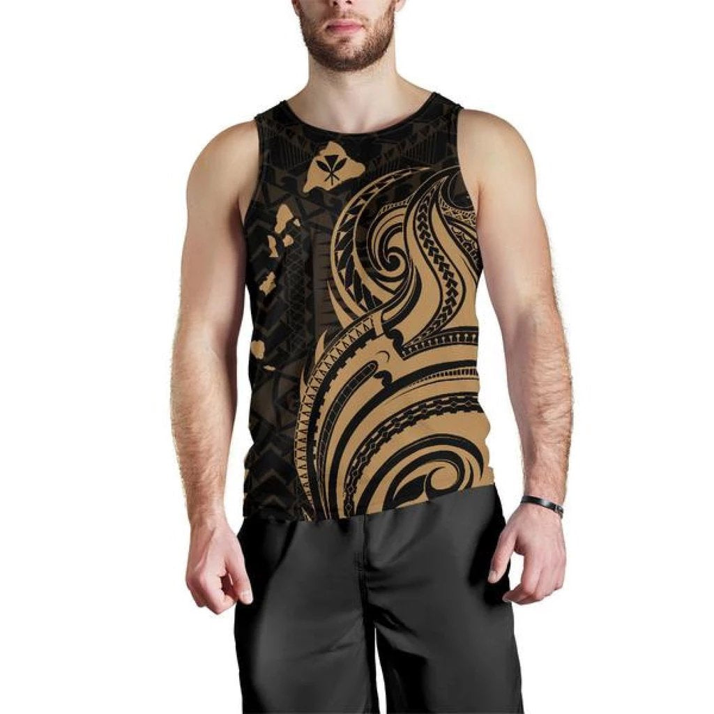 Kanaka Maoli Map Polynesian Tank Top Gold - Polynesian Pride