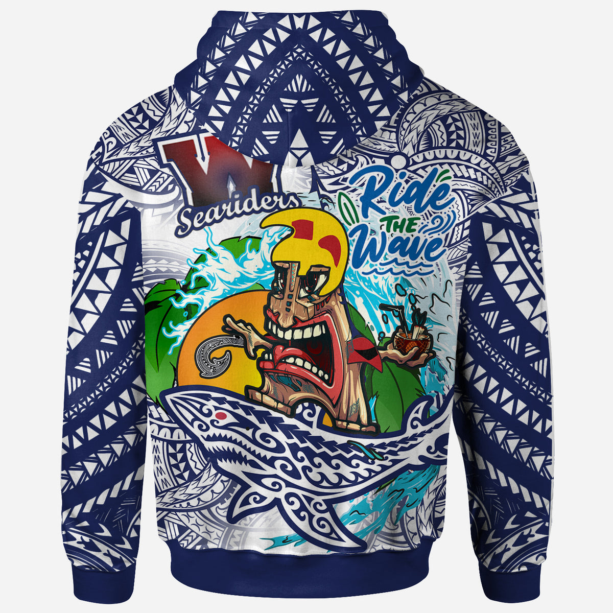 Hawaii Custom Hoodie Waianae High School Tribal Tiki Shark Riders Polynesian Pride Hoodie LT10 - Polynesian Pride