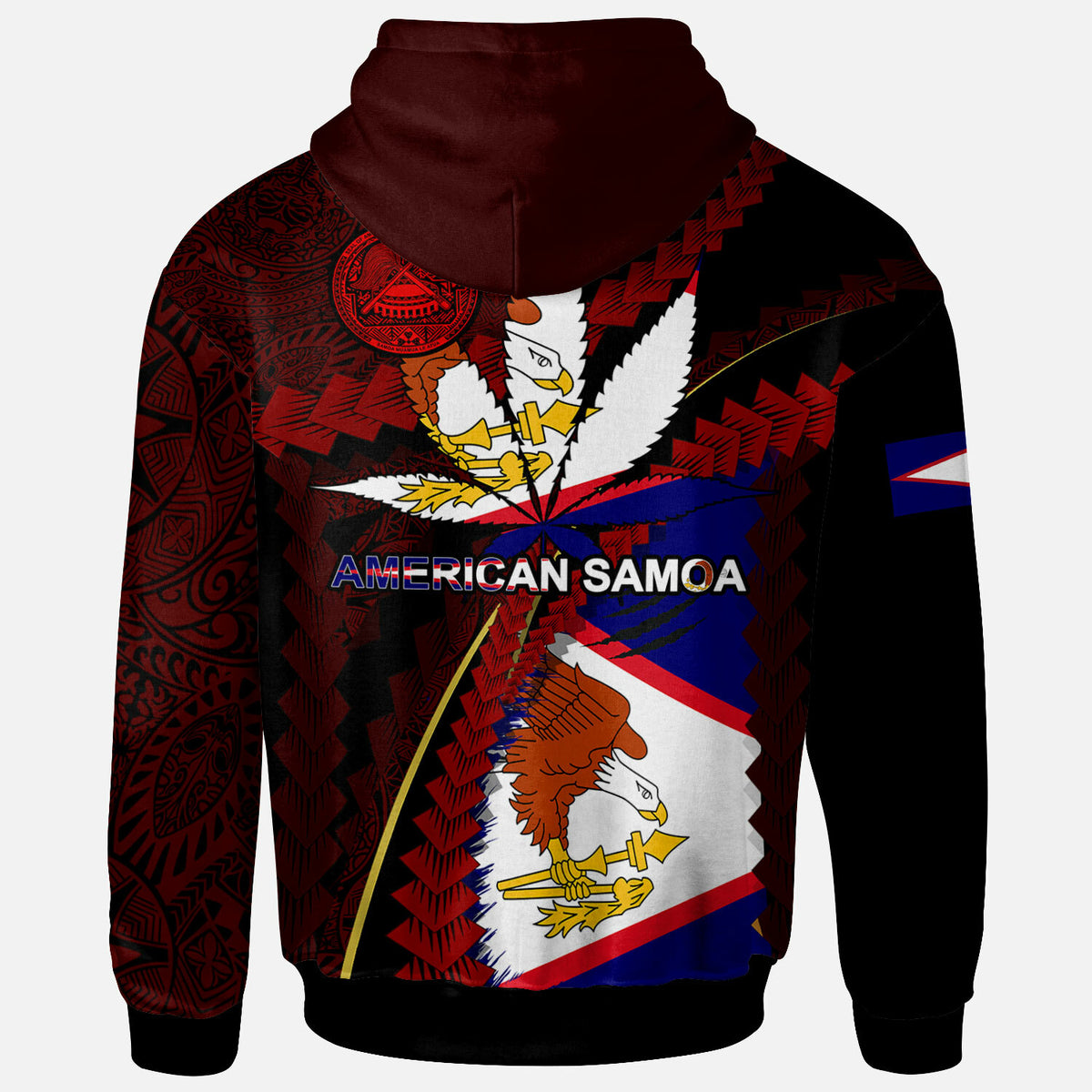 American Samoa Hoodie American Samoa Independence Day With State Flag and Marijuana Leaf Polynesian Style LT10 - Polynesian Pride