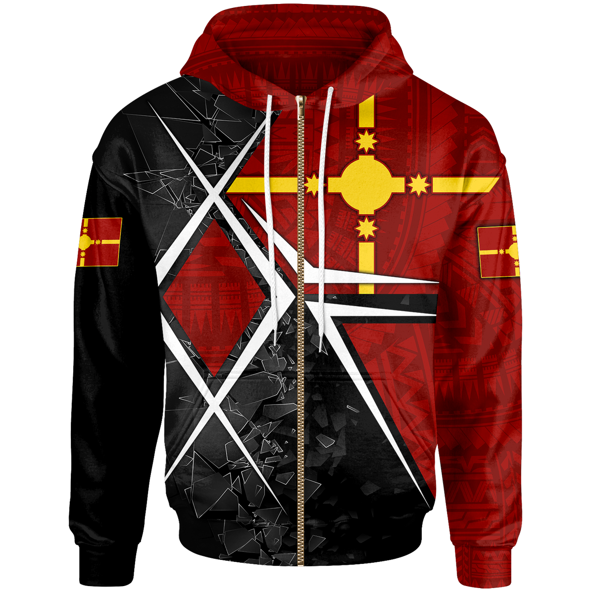 Rotuma Polynesian Zip up Hoodie Rotuman Flag Unisex Red - Polynesian Pride